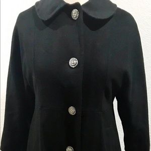 Vintage black coat with rhinestone buttons